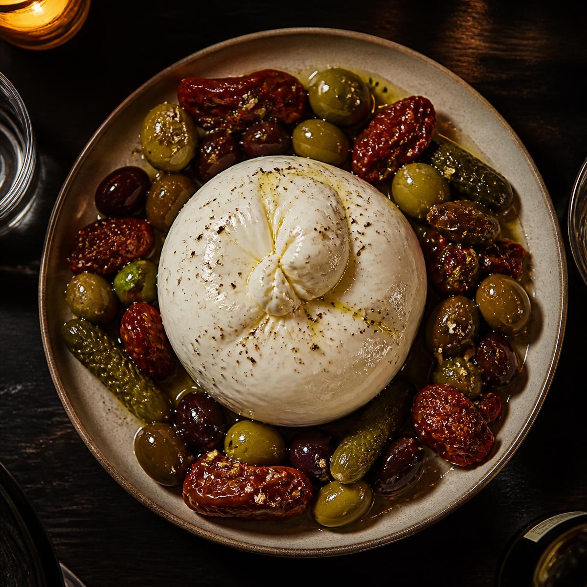 Aceitunas y burrata